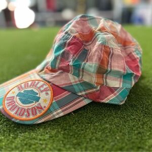 Harley Davidson Motorcycle Adjustable Plaid Women's Cabbie Hat / Clean / Summer